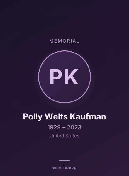 Memorial portrait of Polly Welts Kaufman