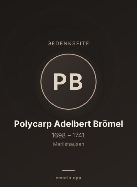 Gedenkportrait von Polycarp Adelbert Brömel