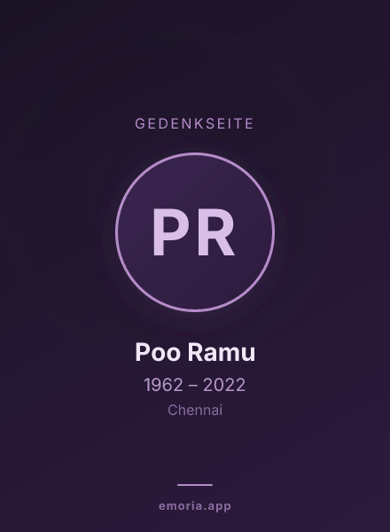 Gedenkportrait von Poo Ramu