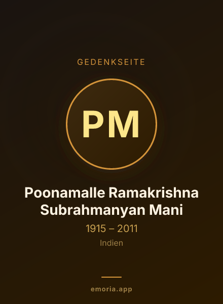 Gedenkportrait von Poonamalle Ramakrishna Subrahmanyan Mani