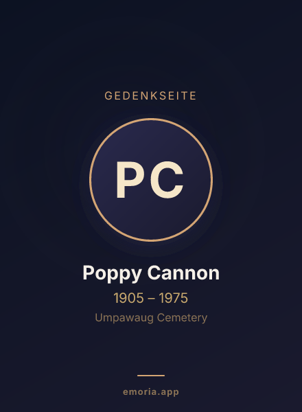 Gedenkportrait von Poppy Cannon