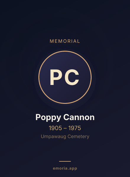 Memorial portrait of Poppy Cannon