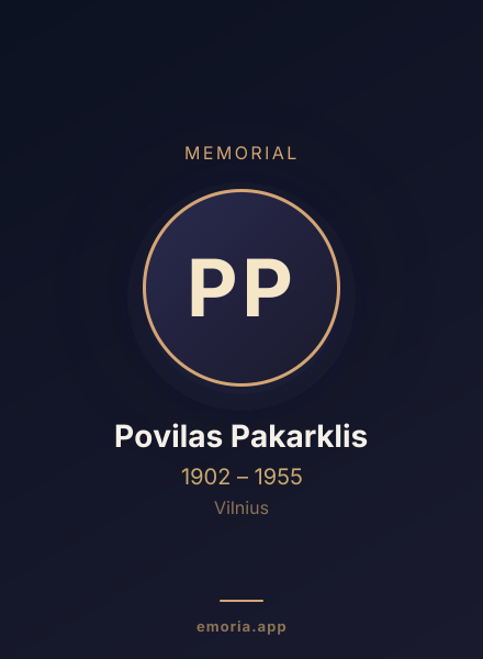 Memorial portrait of Povilas Pakarklis