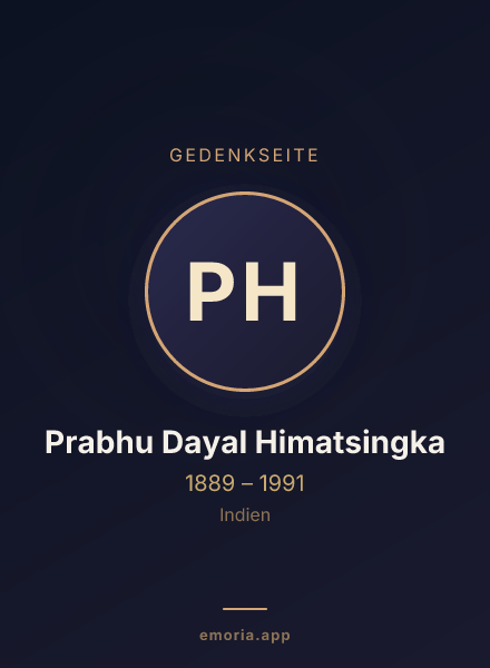 Gedenkportrait von Prabhu Dayal Himatsingka