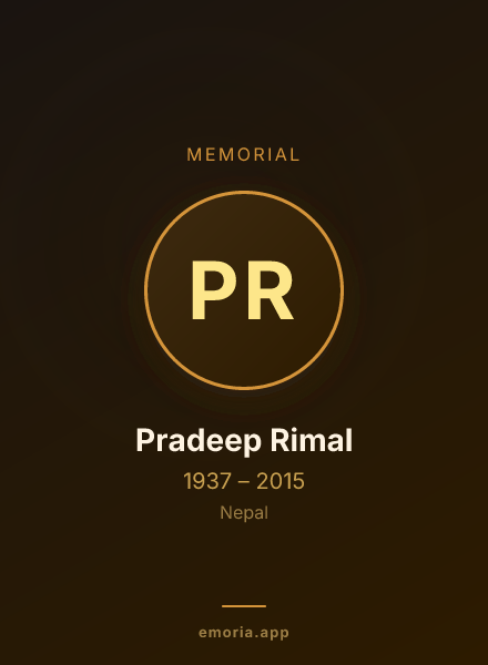 Memorial portrait of Pradeep Rimal