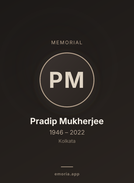 Memorial portrait of Pradip Mukherjee