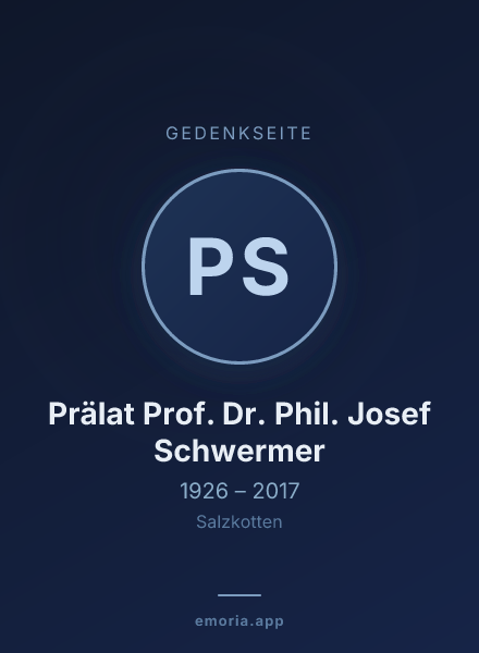 Gedenkportrait von Prälat Prof. Dr. Phil. Josef Schwermer
