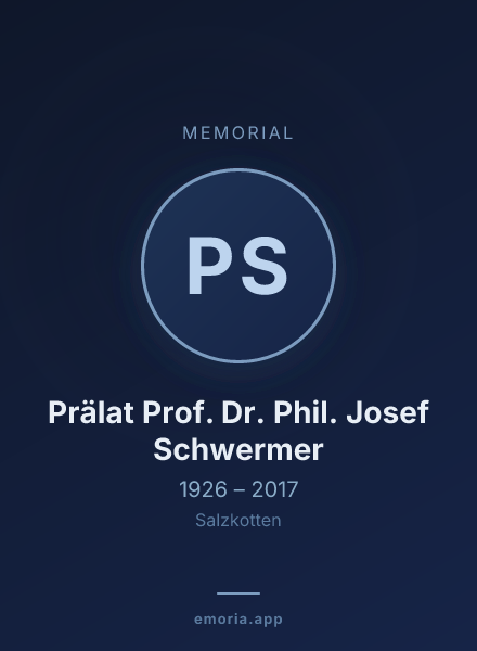 Memorial portrait of Prälat Prof. Dr. Phil. Josef Schwermer