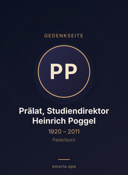 Gedenkportrait von Prälat, Studiendirektor Heinrich Poggel