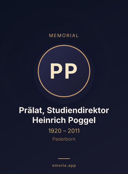 Memorial portrait of Prälat, Studiendirektor Heinrich Poggel