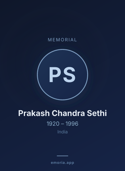 Memorial portrait of Prakash Chandra Sethi