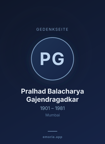 Gedenkportrait von Pralhad Balacharya Gajendragadkar