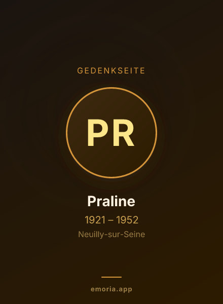 Gedenkportrait von Praline