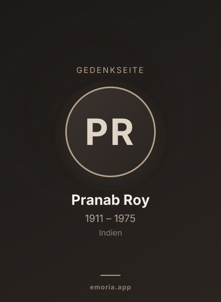 Gedenkportrait von Pranab Roy