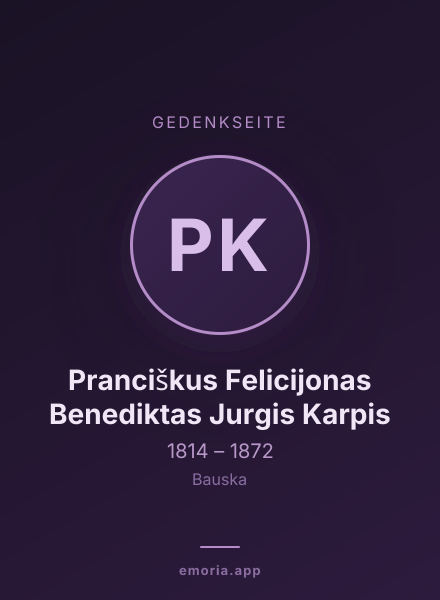 Gedenkportrait von Pranciškus Felicijonas Benediktas Jurgis Karpis