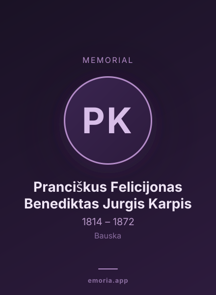 Memorial portrait of Pranciškus Felicijonas Benediktas Jurgis Karpis