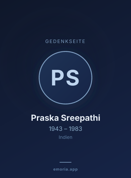 Gedenkportrait von Praska Sreepathi