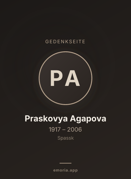 Gedenkportrait von Praskovya Agapova