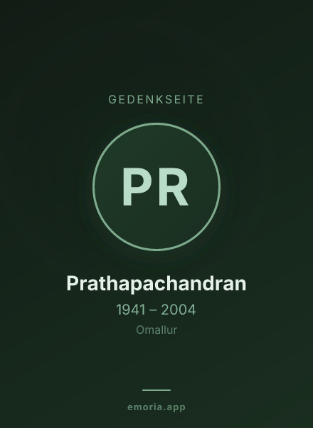 Gedenkportrait von Prathapachandran