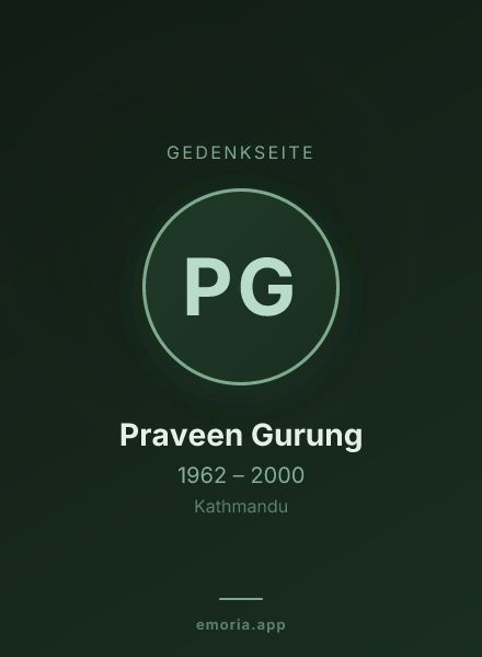 Gedenkportrait von Praveen Gurung