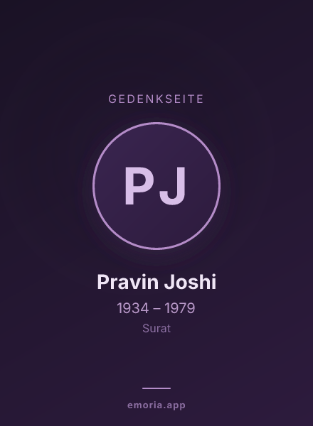 Gedenkportrait von Pravin Joshi
