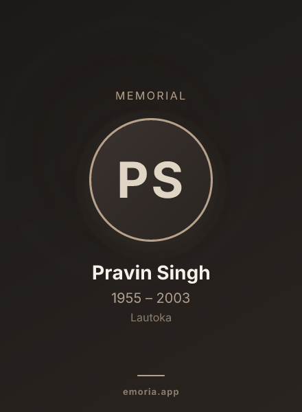 Memorial portrait of Pravin Singh
