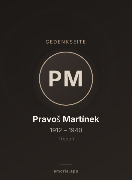 Gedenkportrait von Pravoš Martínek