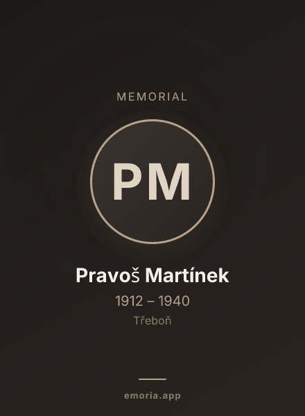 Memorial portrait of Pravoš Martínek