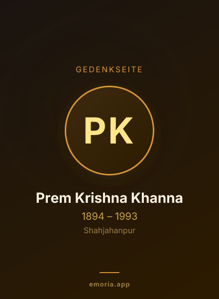 Gedenkportrait von Prem Krishna Khanna