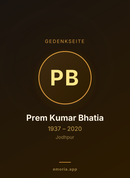 Gedenkportrait von Prem Kumar Bhatia