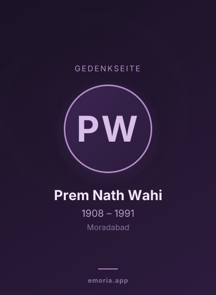 Gedenkportrait von Prem Nath Wahi
