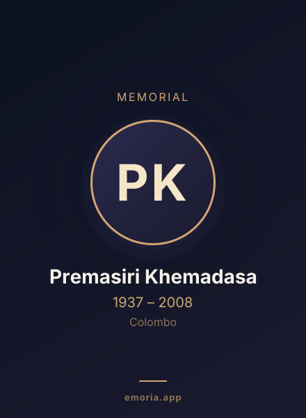 Memorial portrait of Premasiri Khemadasa