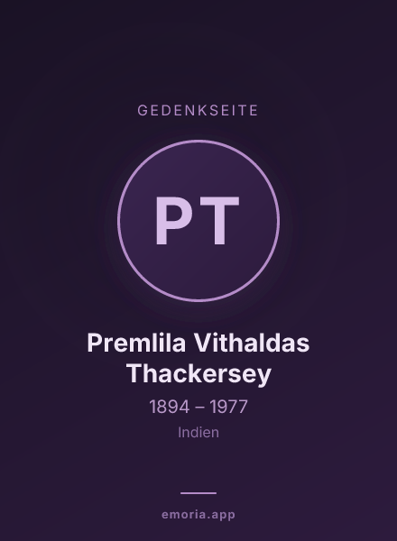 Gedenkportrait von Premlila Vithaldas Thackersey