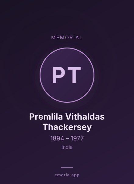 Memorial portrait of Premlila Vithaldas Thackersey
