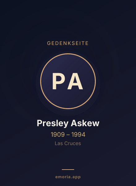 Gedenkportrait von Presley Askew