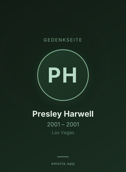 Gedenkportrait von Presley Harwell