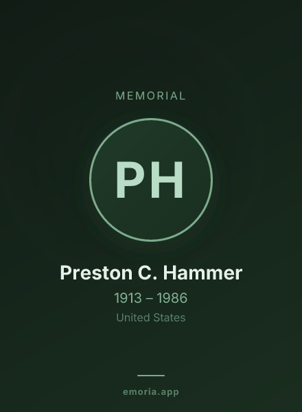 Memorial portrait of Preston C. Hammer