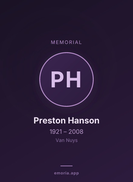 Memorial portrait of Preston Hanson