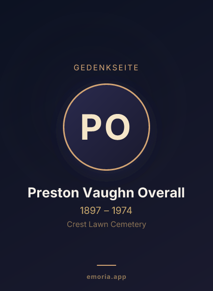 Gedenkportrait von Preston Vaughn Overall