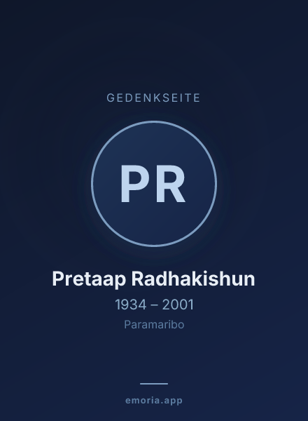 Gedenkportrait von Pretaap Radhakishun