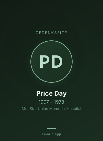 Gedenkportrait von Price Day