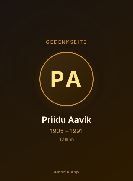 Gedenkportrait von Priidu Aavik