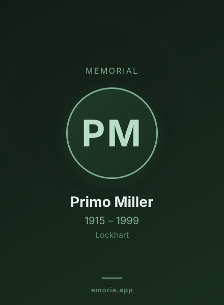 Memorial portrait of Primo Miller