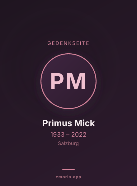 Gedenkportrait von Primus Mick