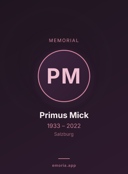 Memorial portrait of Primus Mick