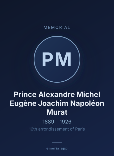 Memorial portrait of Prince Alexandre Michel Eugène Joachim Napoléon Murat