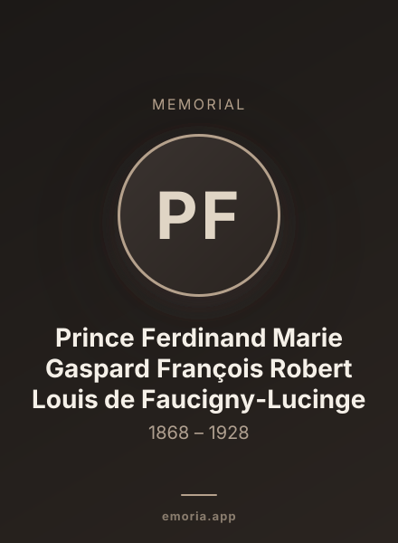 Memorial portrait of Prince Ferdinand Marie Gaspard François Robert Louis de Faucigny-Lucinge