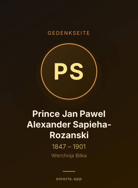 Gedenkportrait von Prince Jan Pawel Alexander Sapieha-Rozanski