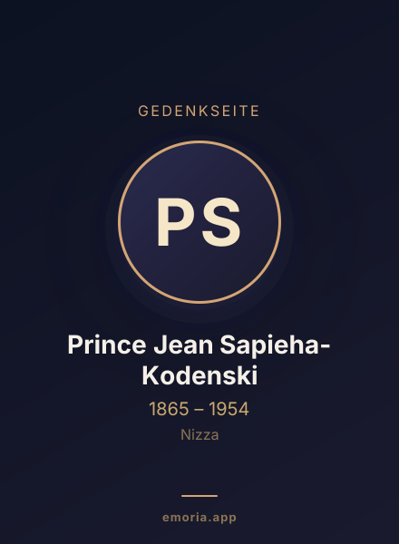 Gedenkportrait von Prince Jean Sapieha-Kodenski