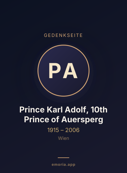 Gedenkportrait von Prince Karl Adolf, 10th Prince of Auersperg